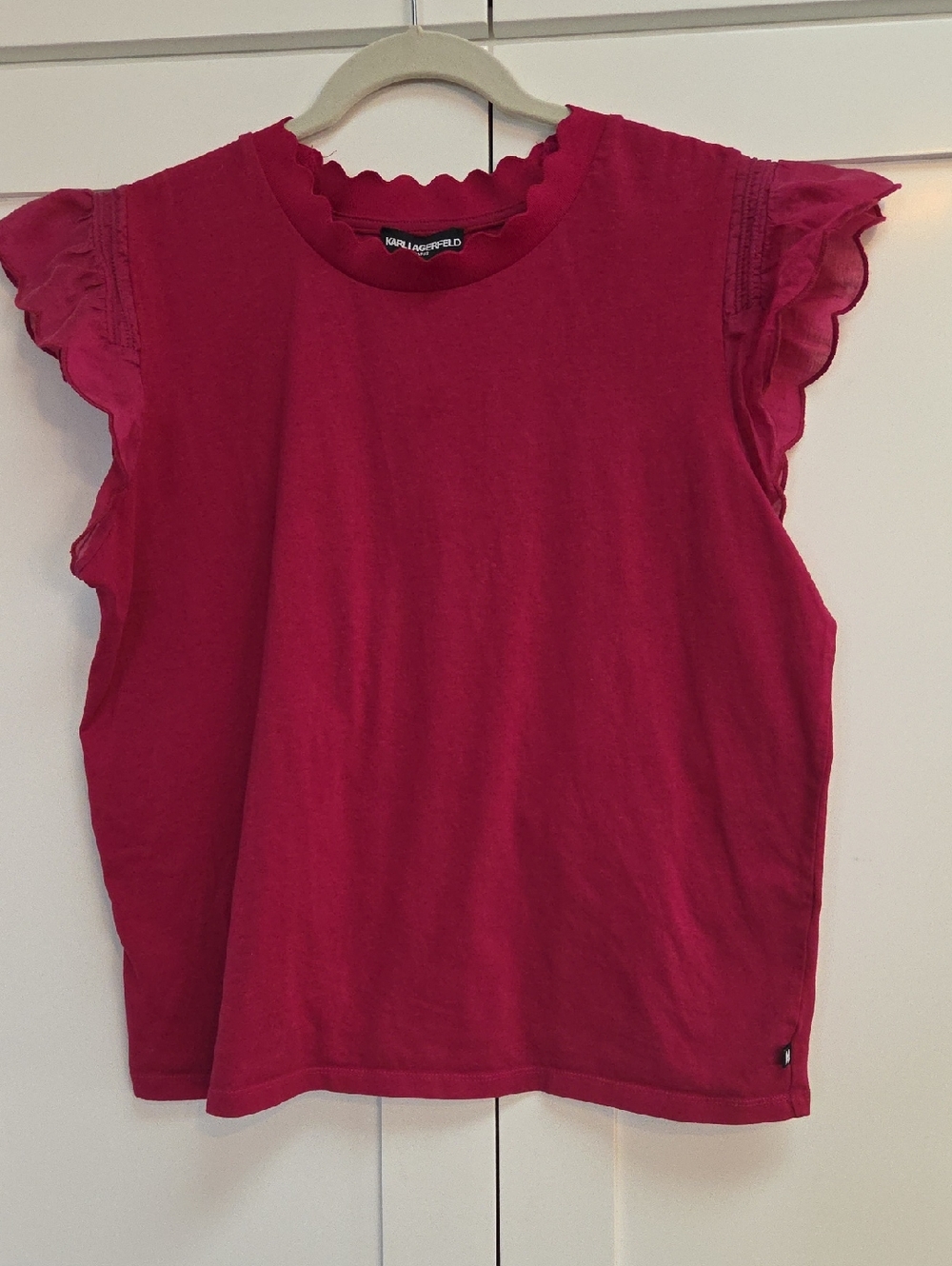 Karl Lagerfeld Hot Pink Ruffle Sleeve Top